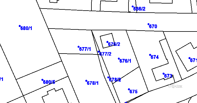 Parcela st. 677/2 v KÚ Zábřeh na Moravě, Katastrální mapa