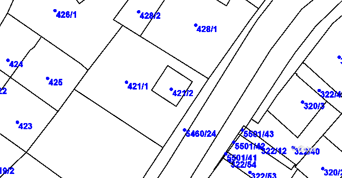 Parcela st. 421/2 v KÚ Zábřeh na Moravě, Katastrální mapa