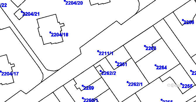 Parcela st. 2211/1 v KÚ Zábřeh na Moravě, Katastrální mapa