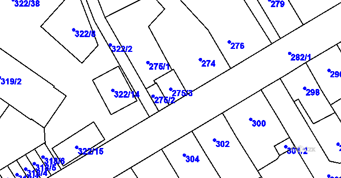 Parcela st. 275/3 v KÚ Zábřeh na Moravě, Katastrální mapa