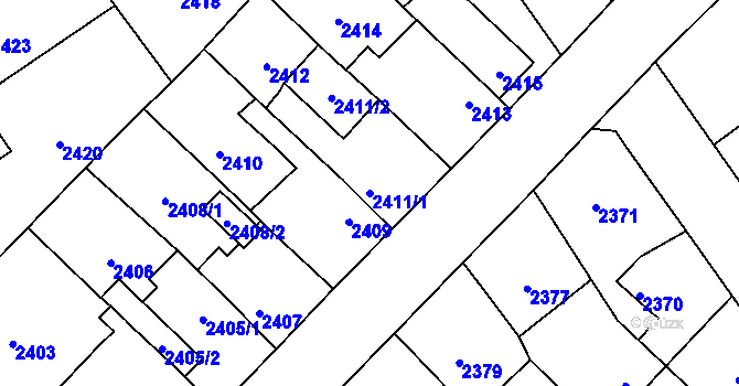 Parcela st. 2411/1 v KÚ Zábřeh na Moravě, Katastrální mapa