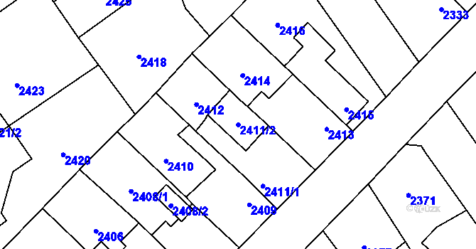 Parcela st. 2411/2 v KÚ Zábřeh na Moravě, Katastrální mapa