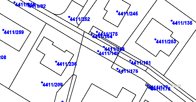 Parcela st. 4411/149 v KÚ Zábřeh na Moravě, Katastrální mapa