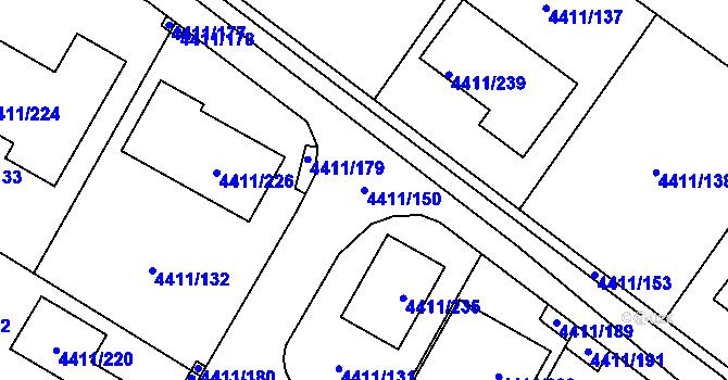 Parcela st. 4411/150 v KÚ Zábřeh na Moravě, Katastrální mapa