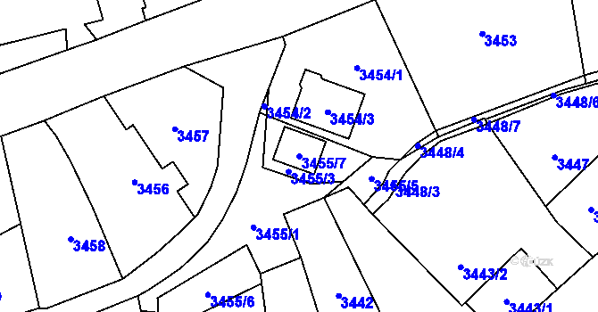 Parcela st. 3455/7 v KÚ Zábřeh na Moravě, Katastrální mapa