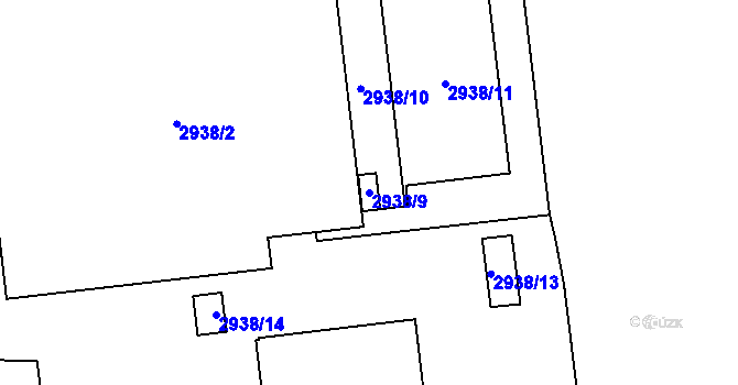 Parcela st. 2938/9 v KÚ Zábřeh na Moravě, Katastrální mapa