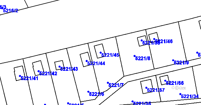 Parcela st. 5221/45 v KÚ Zábřeh na Moravě, Katastrální mapa