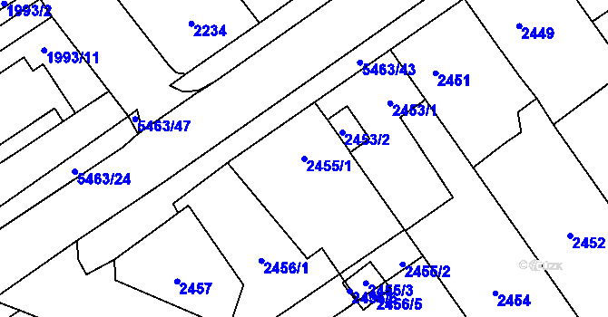 Parcela st. 2455/1 v KÚ Zábřeh na Moravě, Katastrální mapa