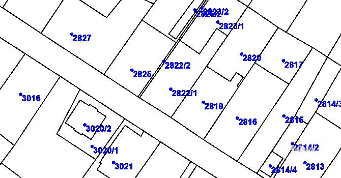 Parcela st. 2822/1 v KÚ Zábřeh na Moravě, Katastrální mapa