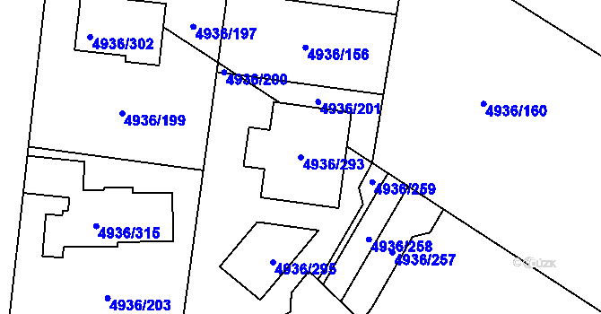 Parcela st. 4936/293 v KÚ Zábřeh na Moravě, Katastrální mapa