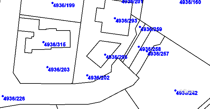 Parcela st. 4936/295 v KÚ Zábřeh na Moravě, Katastrální mapa
