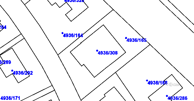 Parcela st. 4936/308 v KÚ Zábřeh na Moravě, Katastrální mapa