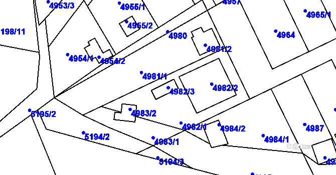 Parcela st. 4982/3 v KÚ Zábřeh na Moravě, Katastrální mapa