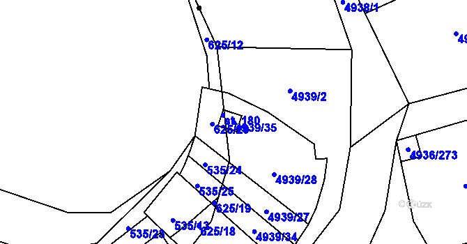 Parcela st. 4939/35 v KÚ Zábřeh na Moravě, Katastrální mapa