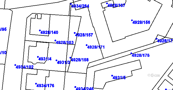 Parcela st. 4928/171 v KÚ Zábřeh na Moravě, Katastrální mapa