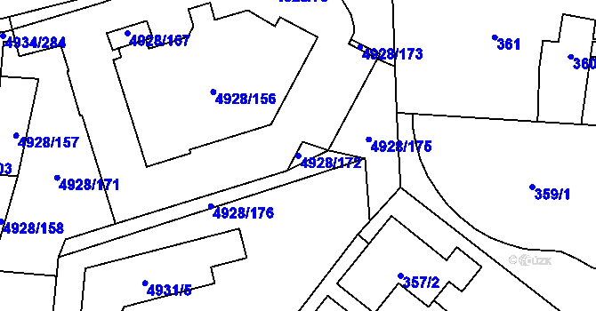 Parcela st. 4928/172 v KÚ Zábřeh na Moravě, Katastrální mapa