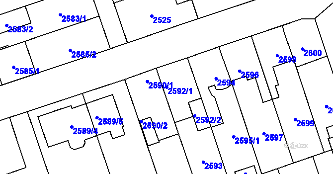 Parcela st. 2592/1 v KÚ Zábřeh na Moravě, Katastrální mapa
