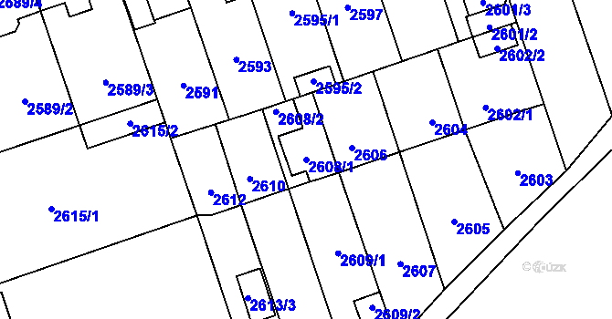 Parcela st. 2608/1 v KÚ Zábřeh na Moravě, Katastrální mapa
