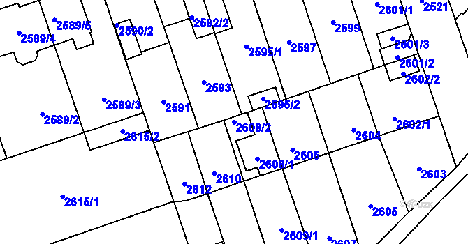 Parcela st. 2608/2 v KÚ Zábřeh na Moravě, Katastrální mapa