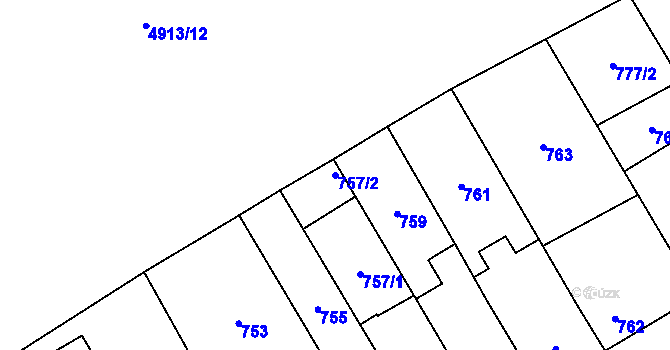 Parcela st. 757/2 v KÚ Zábřeh na Moravě, Katastrální mapa