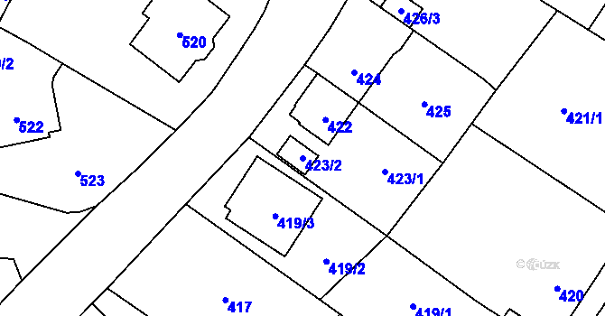 Parcela st. 423/2 v KÚ Zábřeh na Moravě, Katastrální mapa