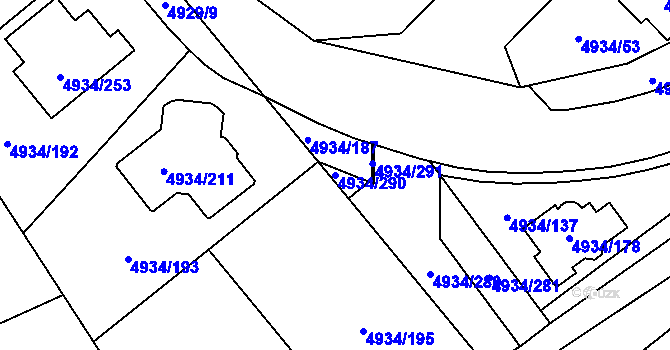 Parcela st. 4934/290 v KÚ Zábřeh na Moravě, Katastrální mapa