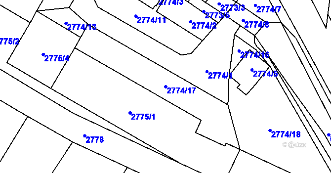 Parcela st. 2774/17 v KÚ Zábřeh na Moravě, Katastrální mapa
