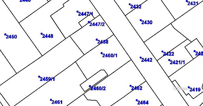 Parcela st. 2460/1 v KÚ Zábřeh na Moravě, Katastrální mapa