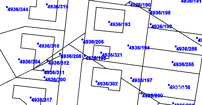 Parcela st. 4936/321 v KÚ Zábřeh na Moravě, Katastrální mapa