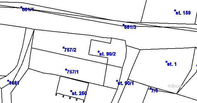 Parcela st. 90/2 v KÚ Broumov u Zadního Chodova, Katastrální mapa