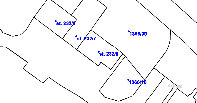 Parcela st. 232/8 v KÚ Broumov u Zadního Chodova, Katastrální mapa