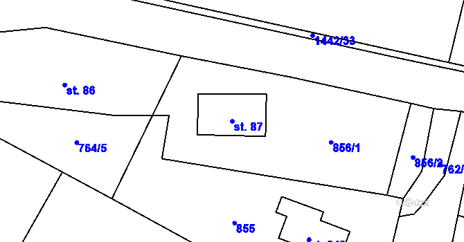 Parcela st. 87 v KÚ Broumov u Zadního Chodova, Katastrální mapa