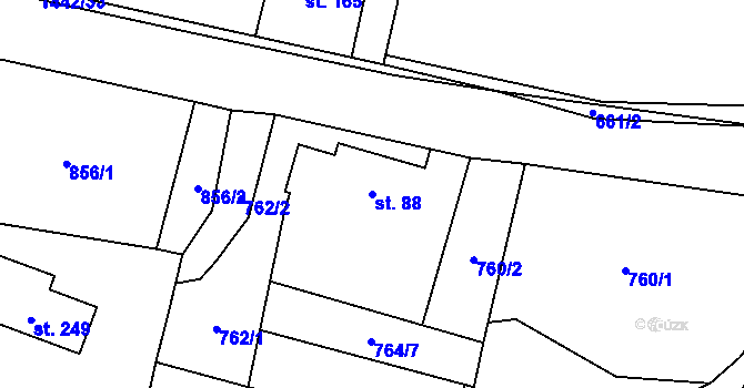 Parcela st. 88 v KÚ Broumov u Zadního Chodova, Katastrální mapa