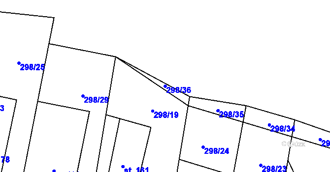Parcela st. 298/36 v KÚ Broumov u Zadního Chodova, Katastrální mapa