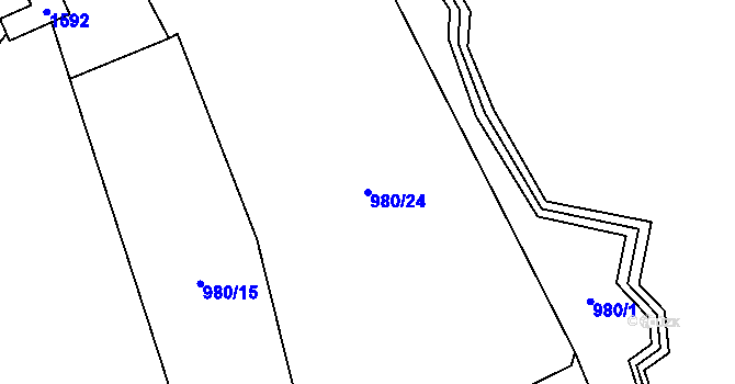 Parcela st. 980/24 v KÚ Broumov u Zadního Chodova, Katastrální mapa