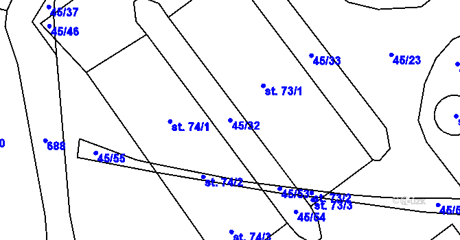 Parcela st. 45/32 v KÚ Kyjov u Zadního Chodova, Katastrální mapa