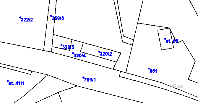 Parcela st. 320/2 v KÚ Kyjov u Zadního Chodova, Katastrální mapa