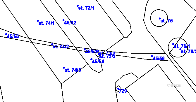 Parcela st. 73/2 v KÚ Kyjov u Zadního Chodova, Katastrální mapa