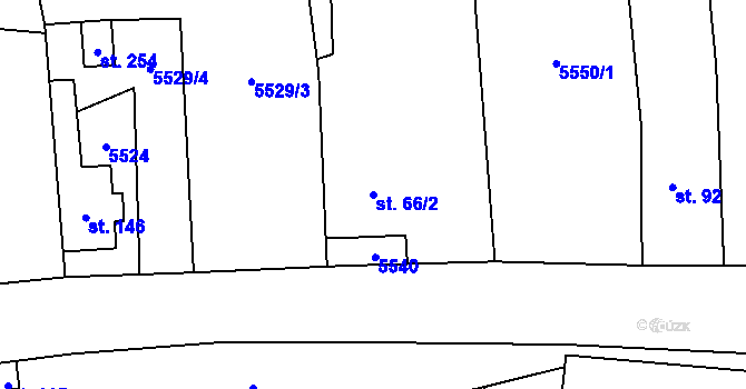 Parcela st. 66/2 v KÚ Zadní Chodov, Katastrální mapa