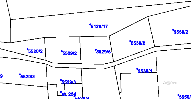 Parcela st. 5529/5 v KÚ Zadní Chodov, Katastrální mapa