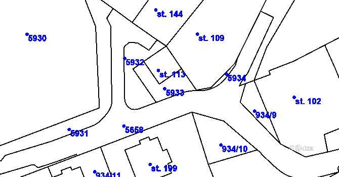 Parcela st. 934/20 v KÚ Zadní Chodov, Katastrální mapa