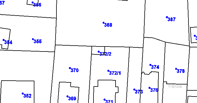 Parcela st. 372/2 v KÚ Zadní Třebaň, Katastrální mapa