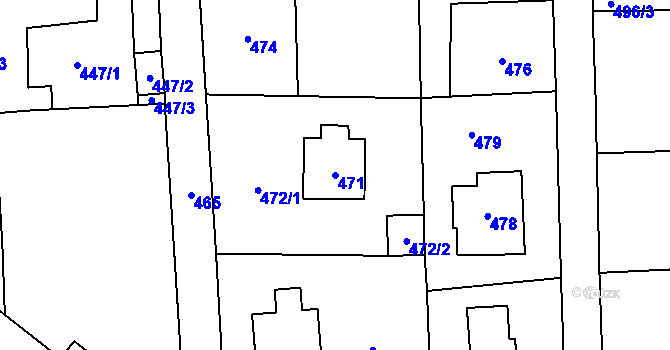 Parcela st. 471 v KÚ Zadní Třebaň, Katastrální mapa