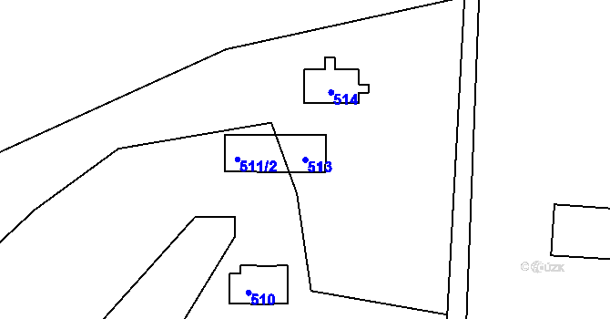 Parcela st. 513 v KÚ Zadní Třebaň, Katastrální mapa
