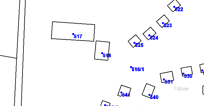 Parcela st. 518 v KÚ Zadní Třebaň, Katastrální mapa