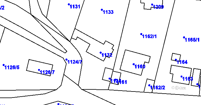 Parcela st. 1132 v KÚ Zadní Třebaň, Katastrální mapa