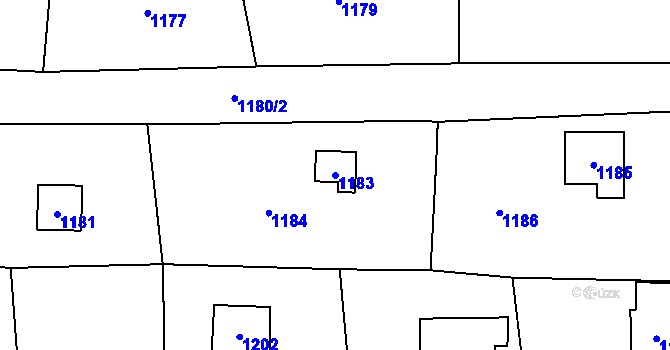 Parcela st. 1183 v KÚ Zadní Třebaň, Katastrální mapa