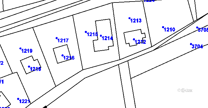 Parcela st. 1214 v KÚ Zadní Třebaň, Katastrální mapa