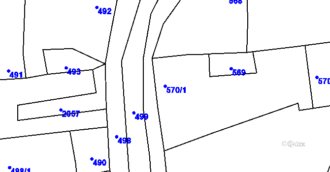 Parcela st. 570/1 v KÚ Zadní Třebaň, Katastrální mapa