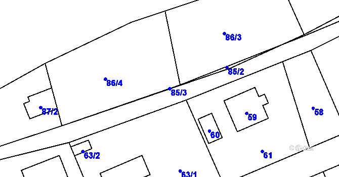 Parcela st. 85/3 v KÚ Zadní Třebaň, Katastrální mapa